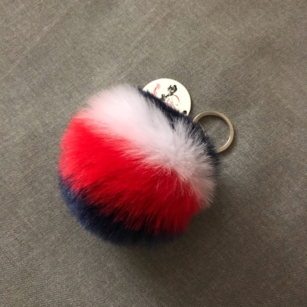 FREE with Purchase Red, White, Blue Pom Pom Keychain